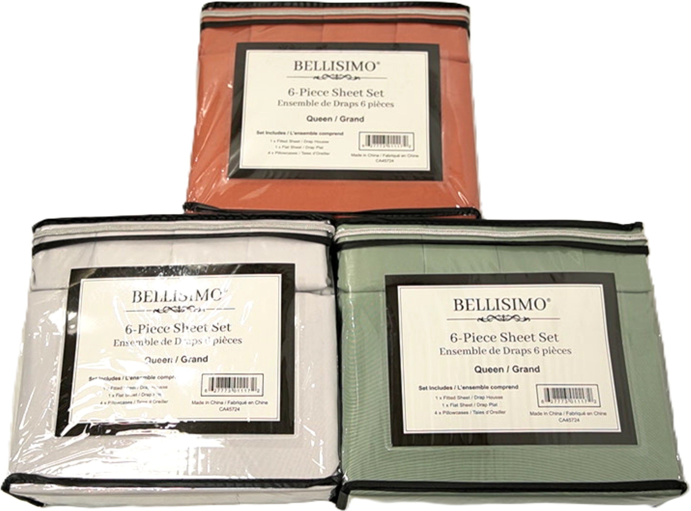 Bellisimo 6 Piece Queen Sheet Set Assorted Colors