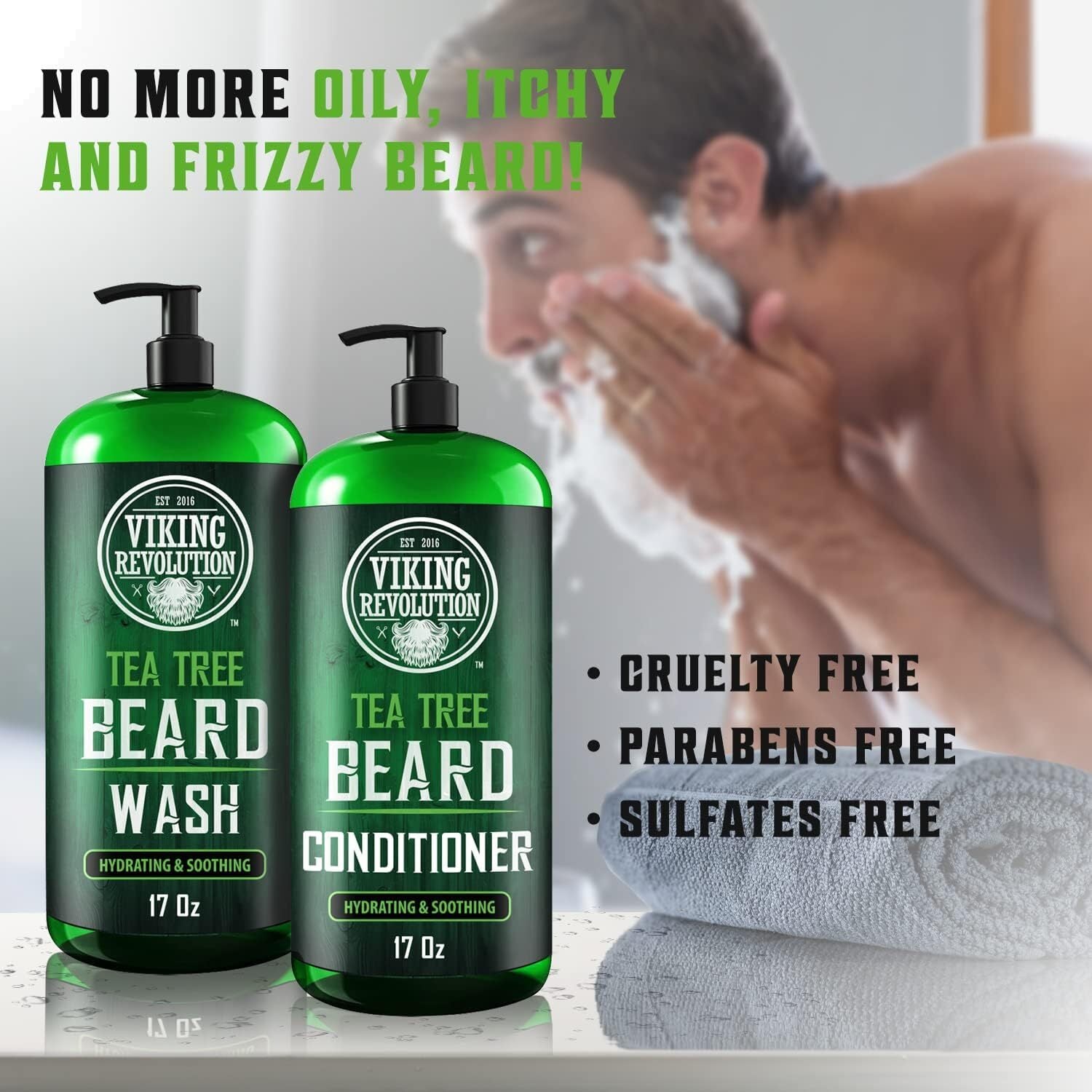 Viking Revolution Tea Tree Beard Wash Conditioner 17oz
