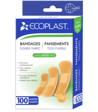 Ecoplast Flexible Fabric Bandages 100pk Assorted Sizes