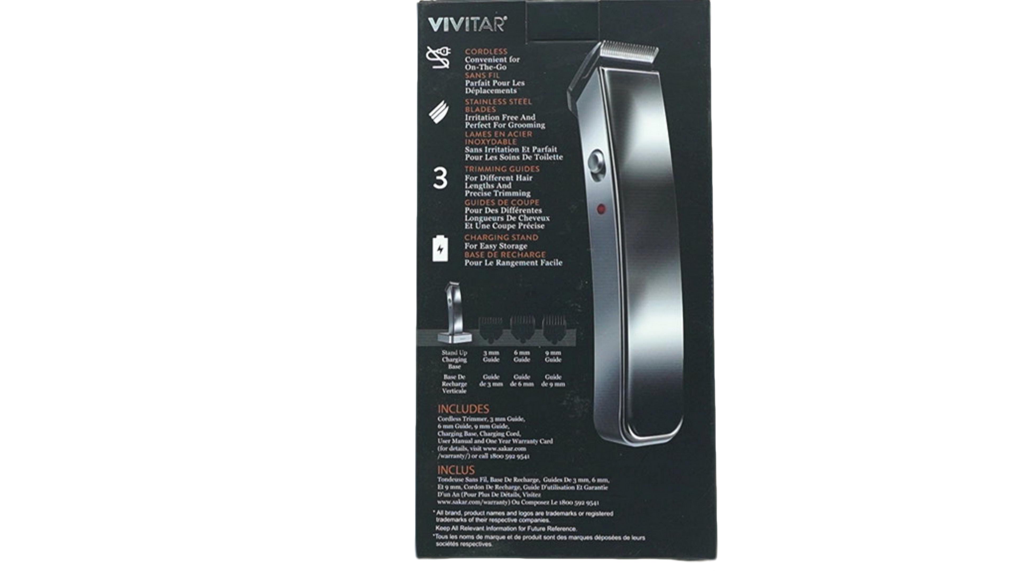 Vivitar Cordless Rechargeable Hair Trimmer with Stand Base