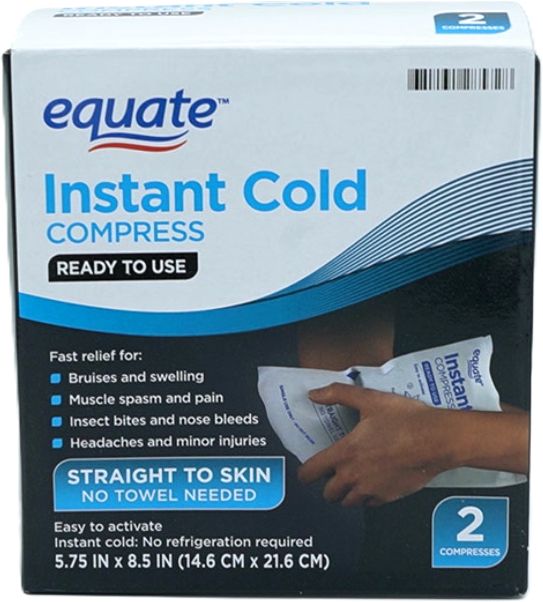 Equate Instant Cold Compress 5.75in x 8.5in 2 Pack