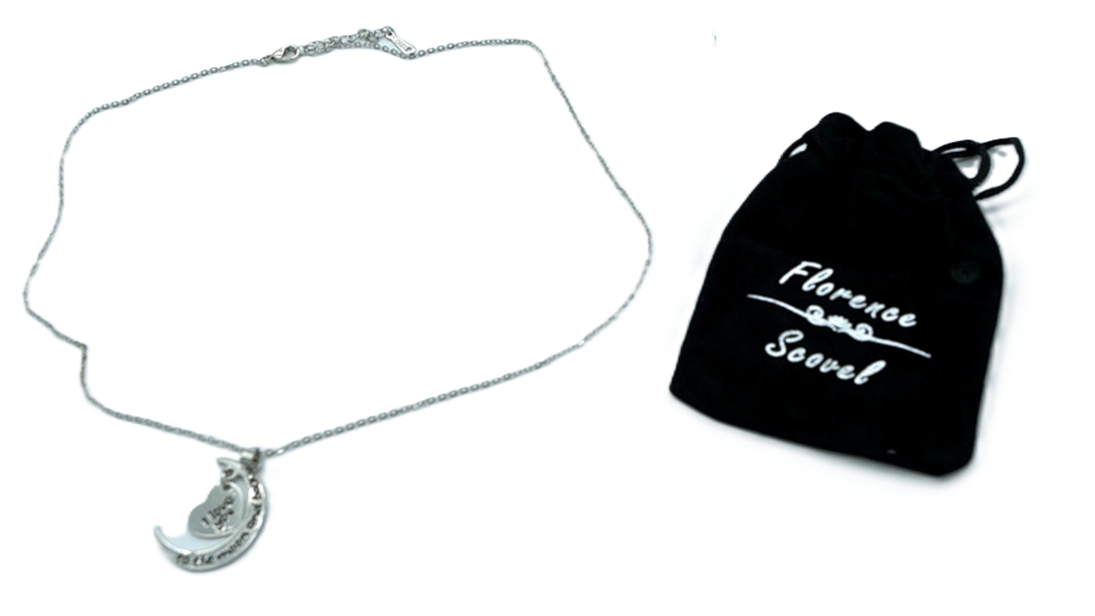 I Love You Moon And Back Charm Pendant W/Pouch