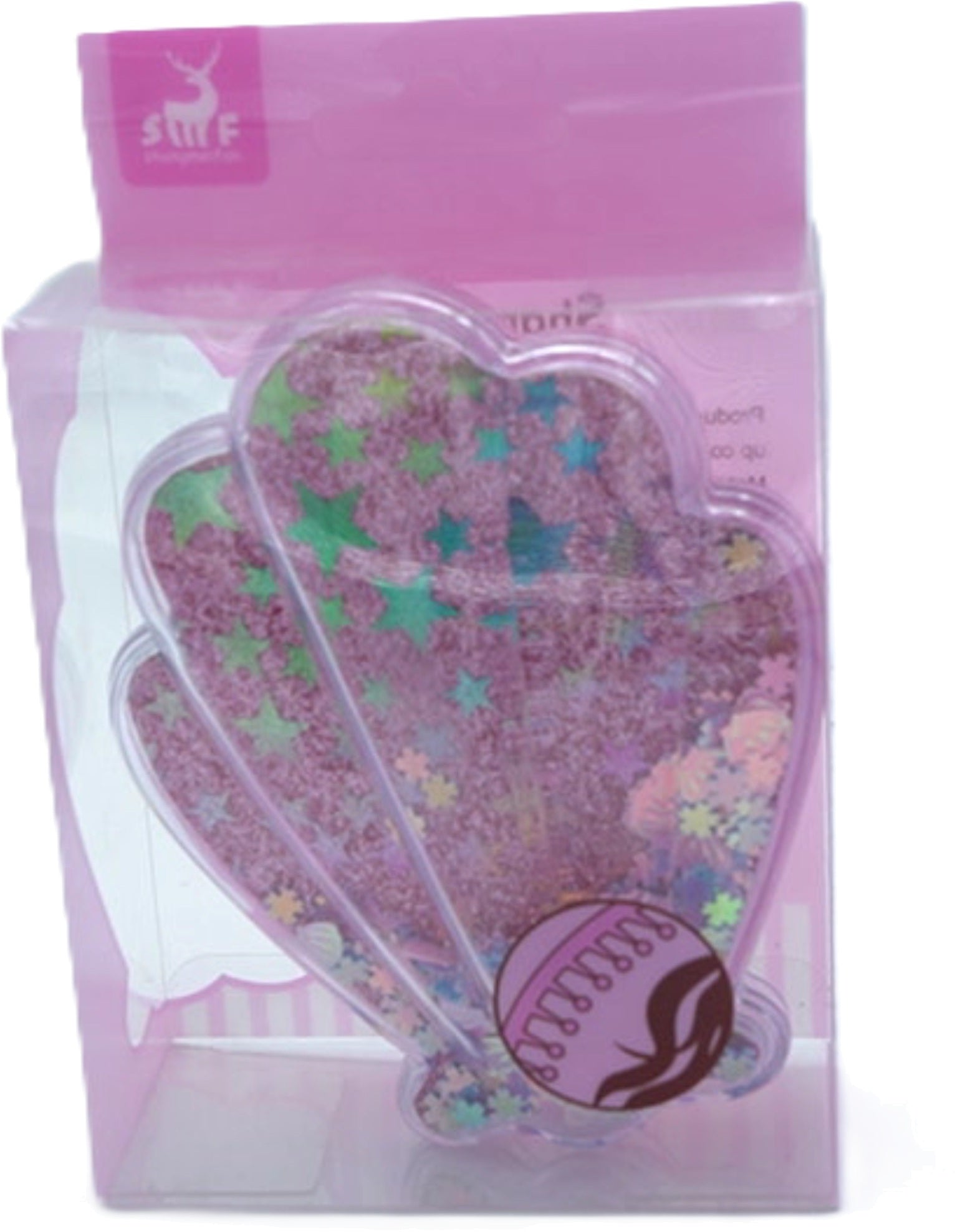 Glitter Seashell Hairbrush with Stars