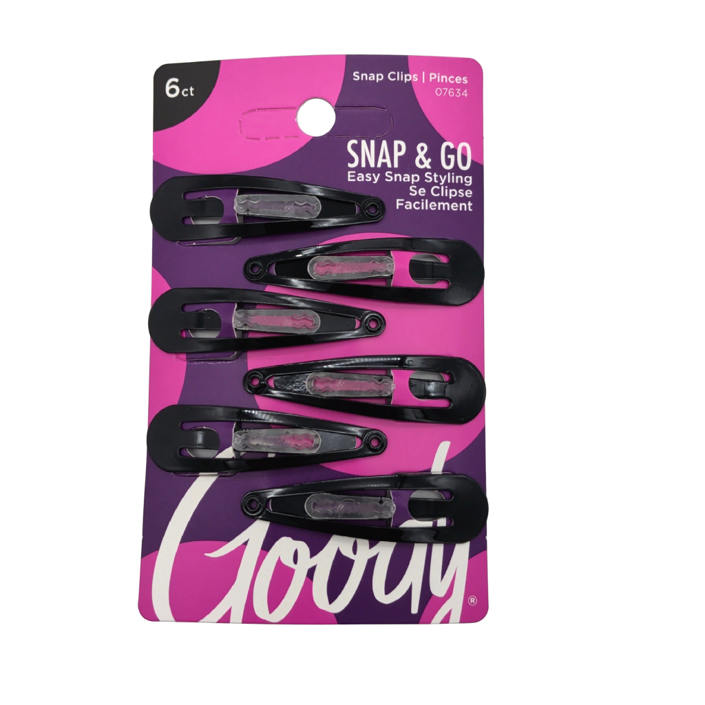 Goody Snap & Go Black Snap Clips 6 Pack