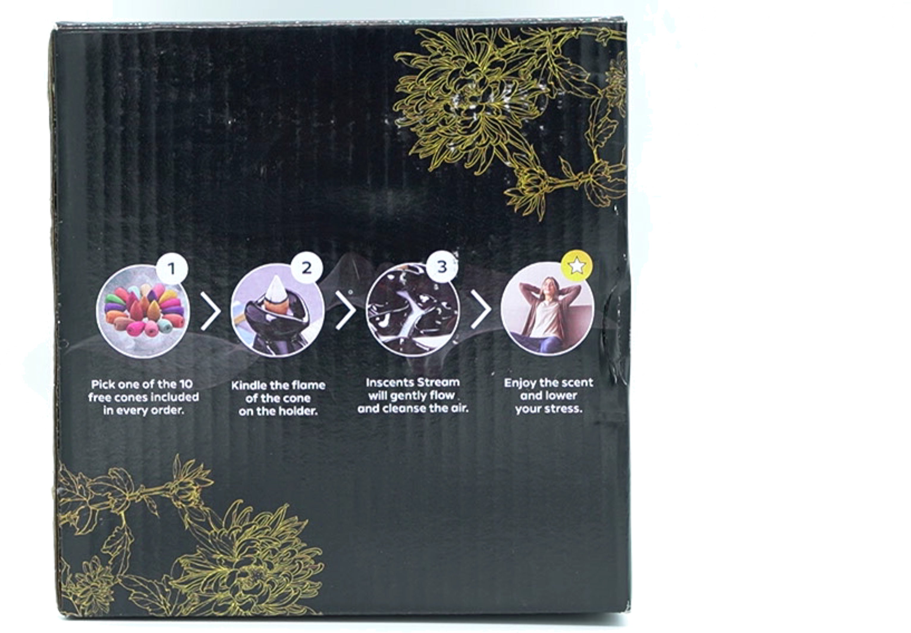 Inscents Ceramic Incense Cone Holder with 10 Cones