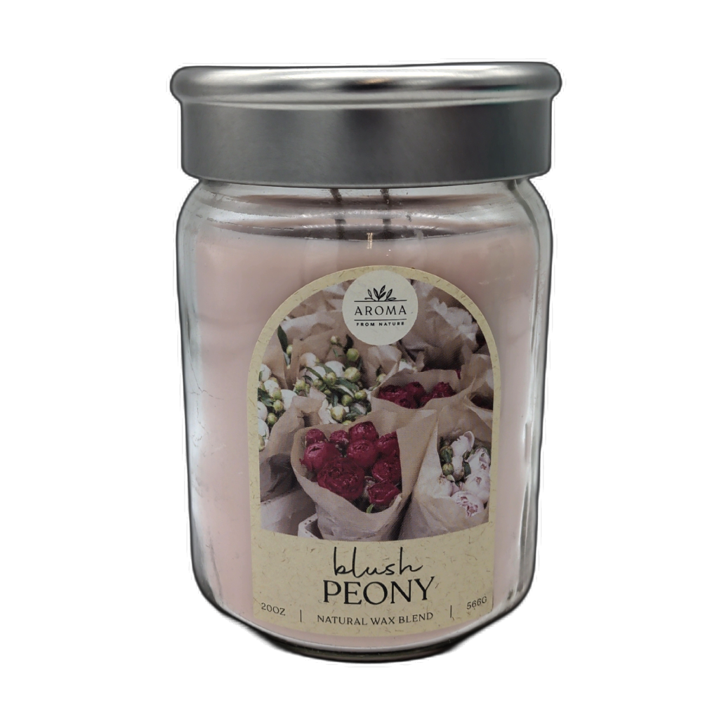 Aroma From Nature Blush Peony 20oz Natural Wax Jar Candle