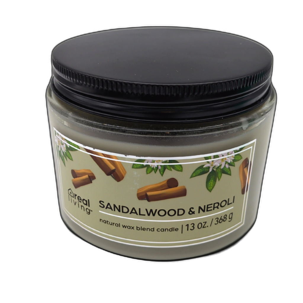 Real Living Sandalwood & Neroli 13oz Natural Wax Jar Candle