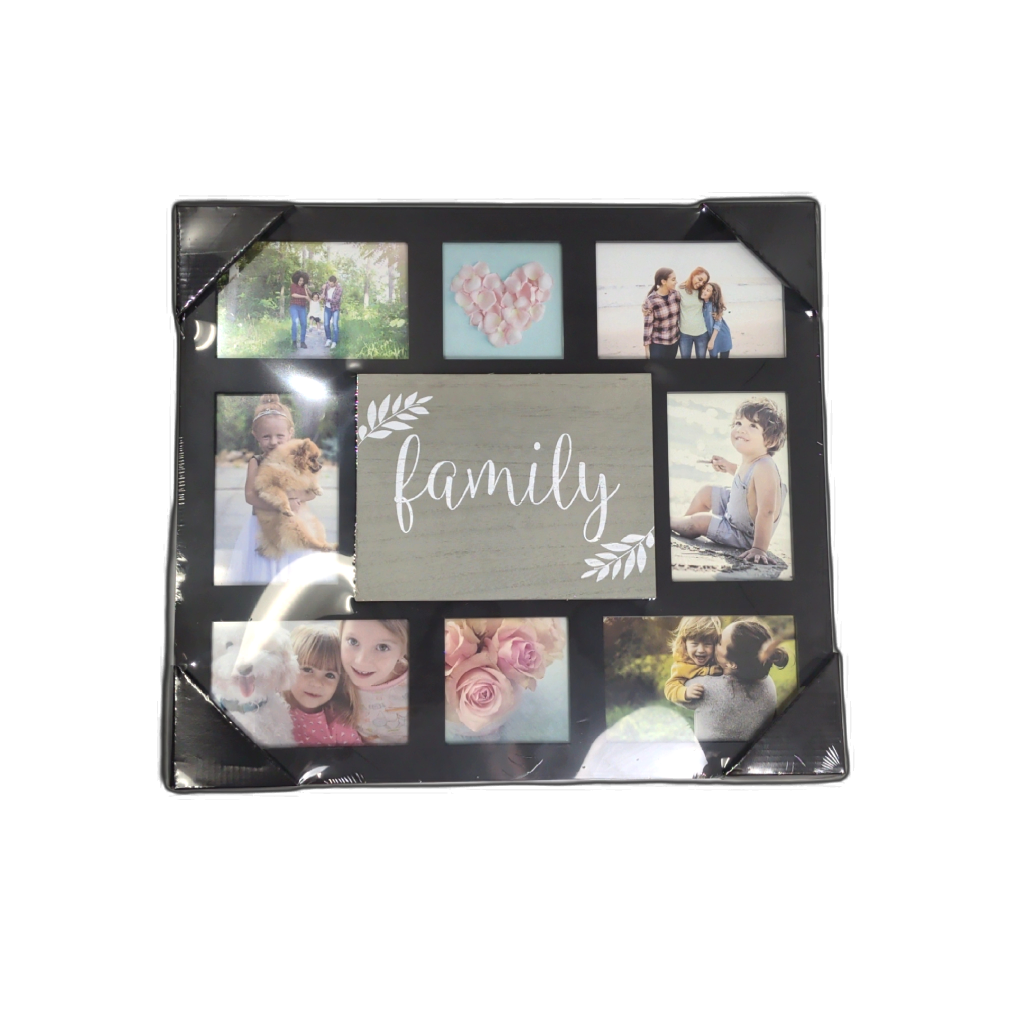 Collage Photo Frame 8 Openings Family Black