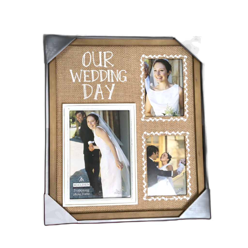 3 Opening Photo Frame Our Wedding Day Burlap Mat
