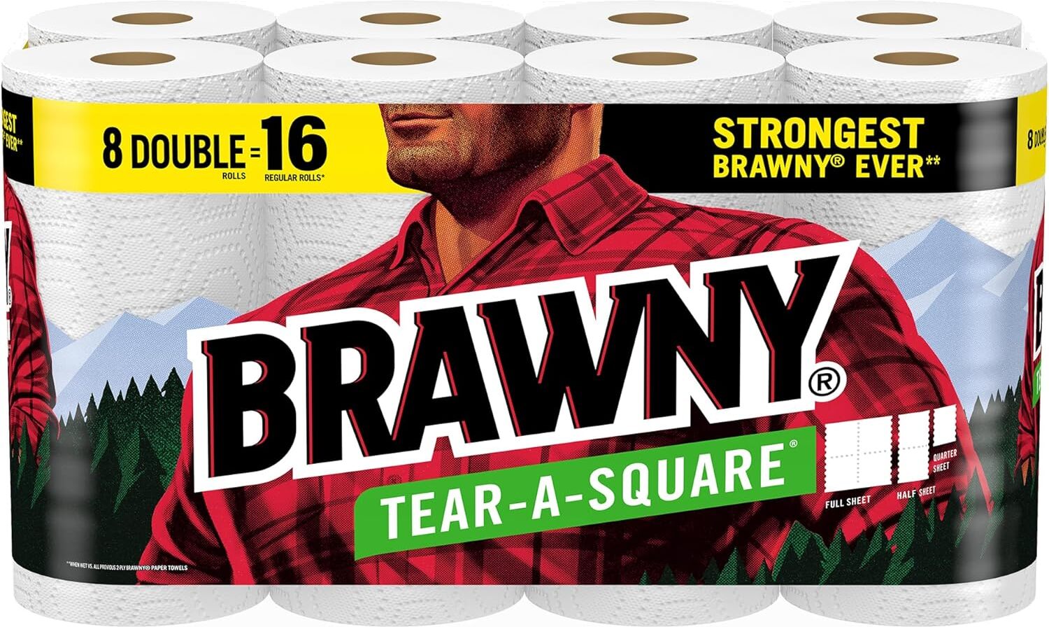 Brawny 3-Ply Paper Towels 8 Double Rolls
