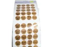 5x12" Sentiment Seals Photo Safe Stickers ..Kraft Thank - you - Brantford Surplus