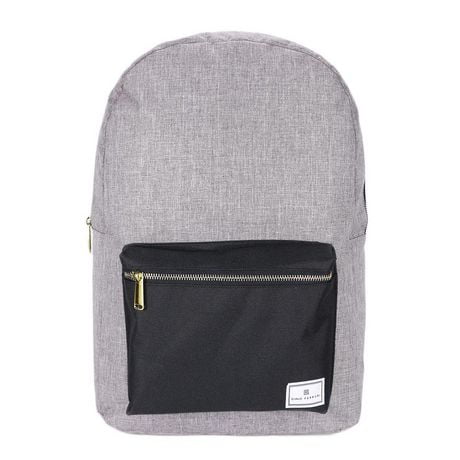 Gino Ferrari 16" Grey Nylon Backpack Black Pocket