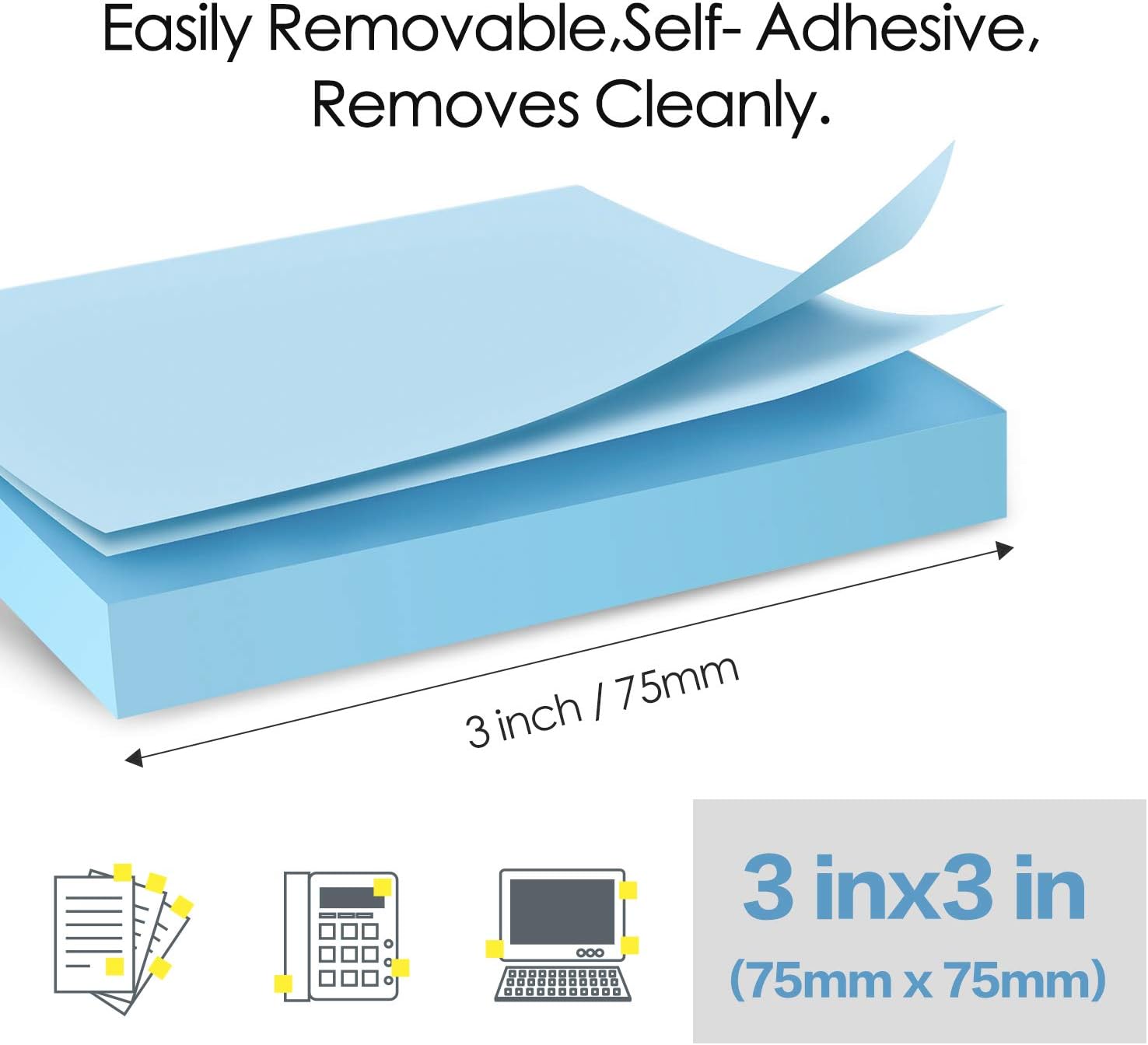 Ikonnit Premium Sticky Notes 3x3 Assorted Colors 82 Sheets