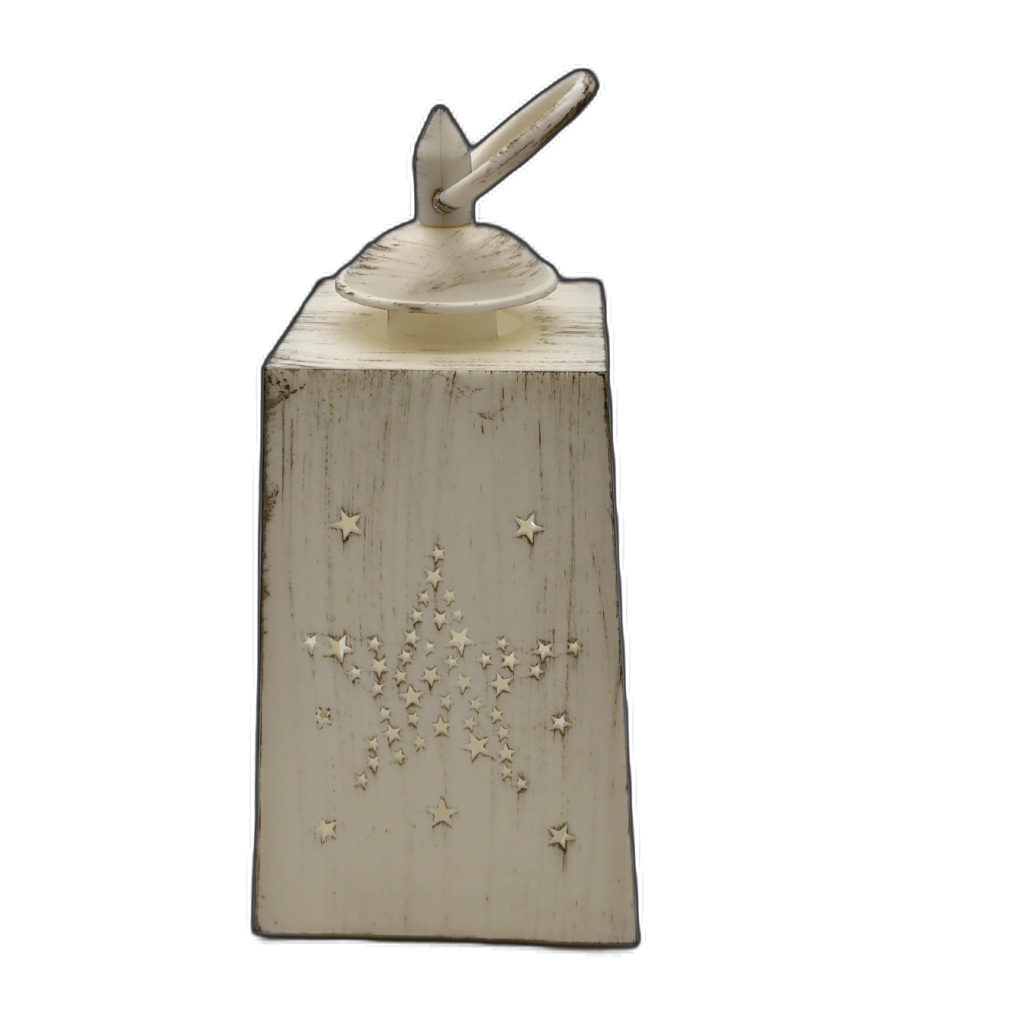LED Candle Lantern White Plastic 4" x 4" x — side view