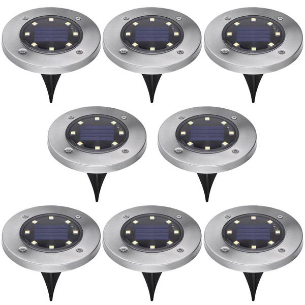 Black & Decker Solar Powered Outdoor Disk Lights 8-pack