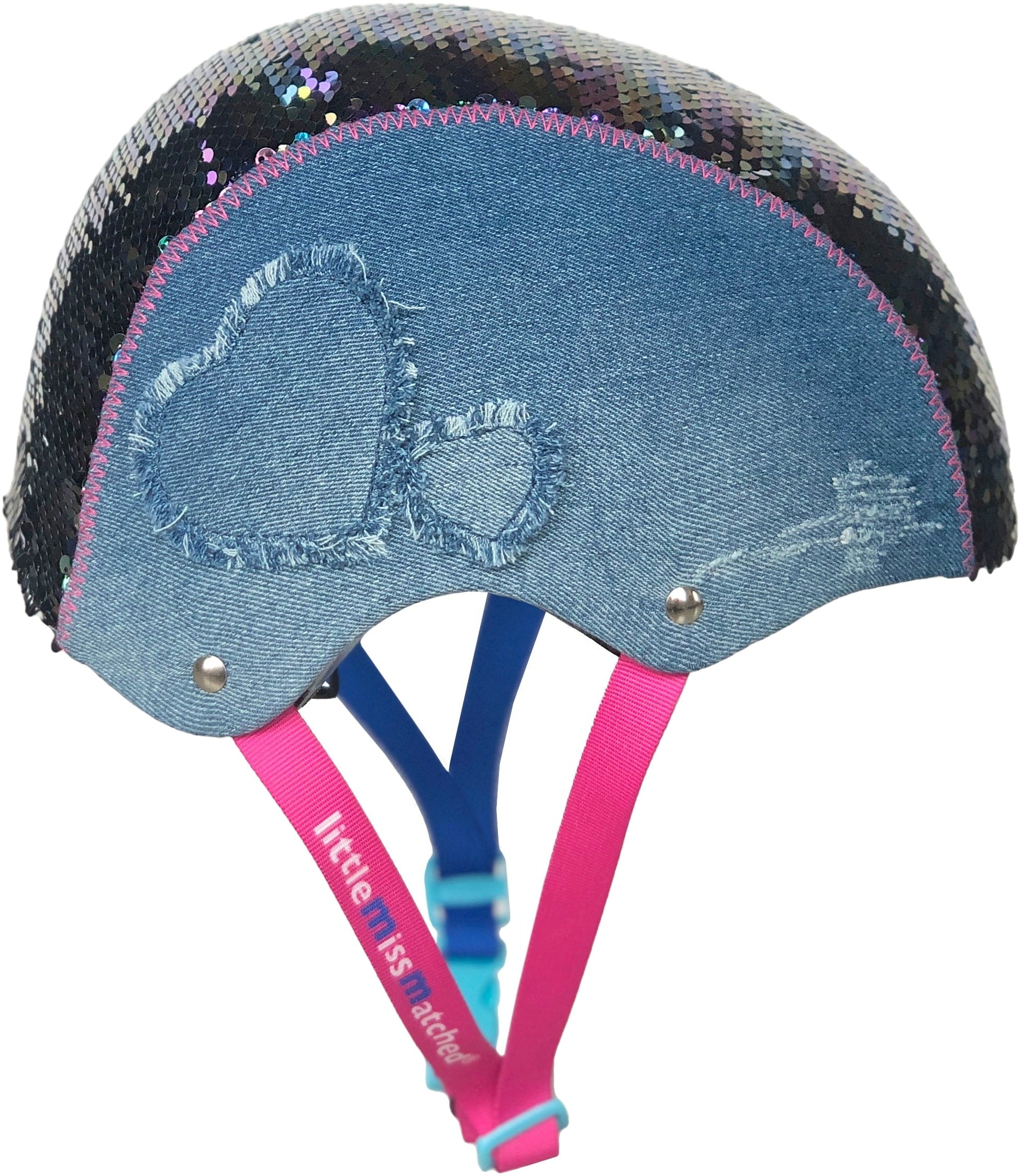 LittleMissMatched Multi Sport Helmet Magic Sequin Denim