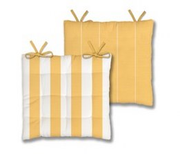 Cabana reversible seat cushion in yellow, 16 by 16 inches