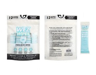Wez Wipes Coconut Creme Body Wipes 12-Pack
