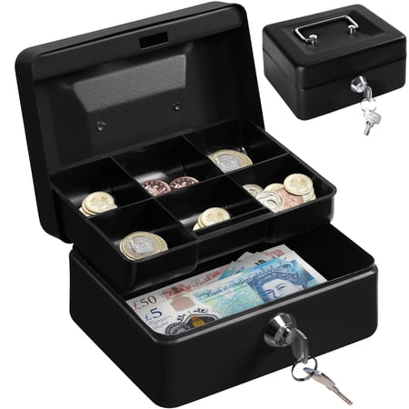Metal Cash Box 150mm x 120mm x 80mm w/2 Keys