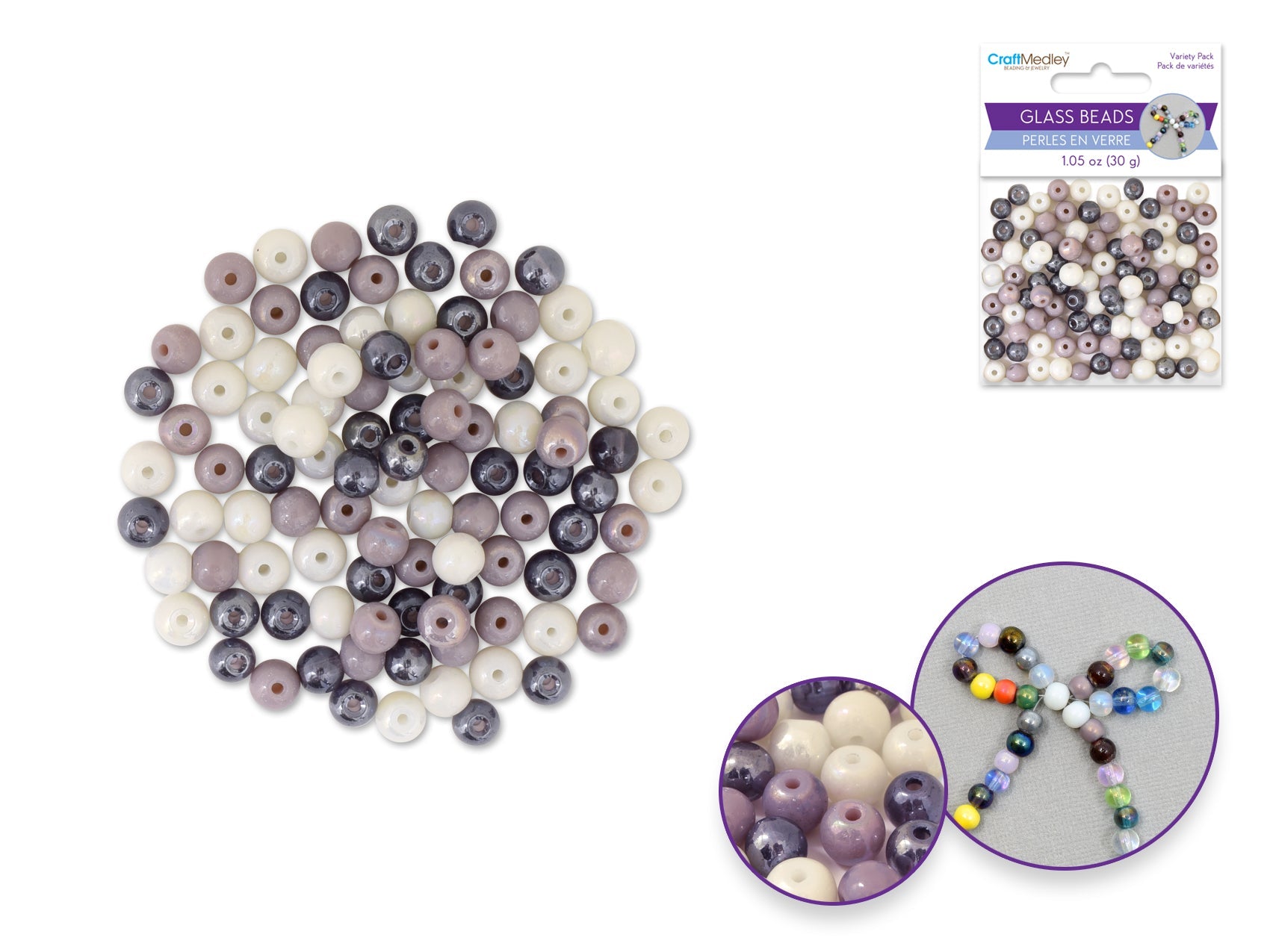 "6mm AB Polished Glass Beads - Vineyard, 30g Set" - Brantford Surplus