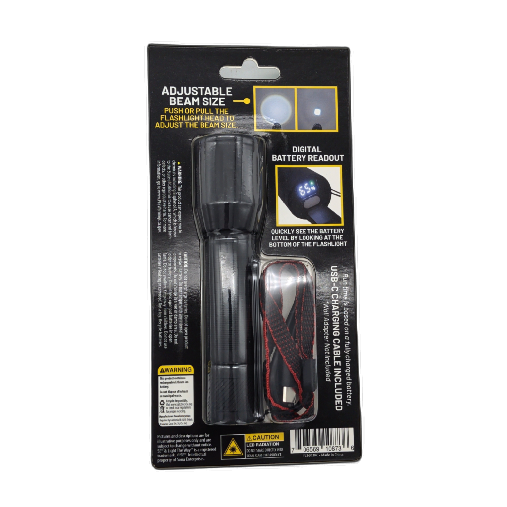 Rechargeable 650 Lumen Flashlight With Digital Readout - detail