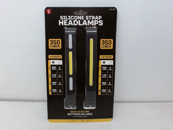 Silicone Strap Headlamps 2pk. COB 350 Lumen 4 Stages