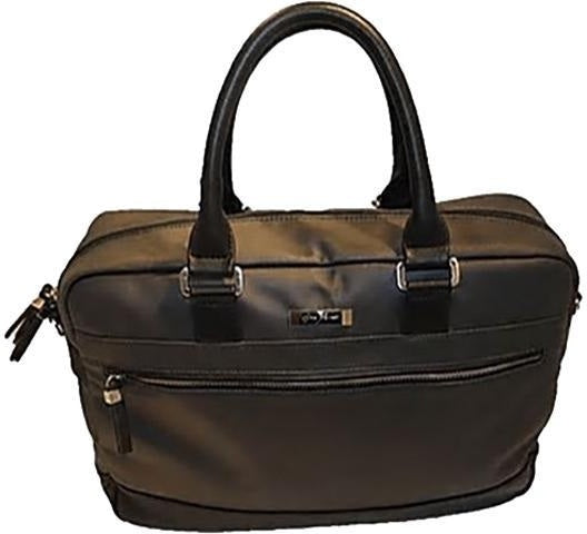Gino Ferrari 16" Black Leather Laptop Bag w/Tablet Pocket