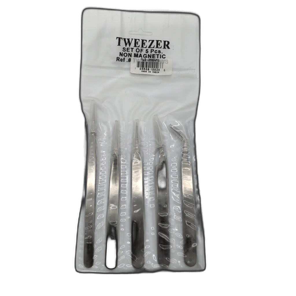 Professional Non Magnetic Tweezer Set 5Pk