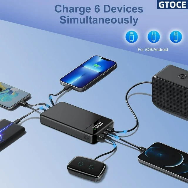 N6 Portable Charger 35000mAh with Built in Cables