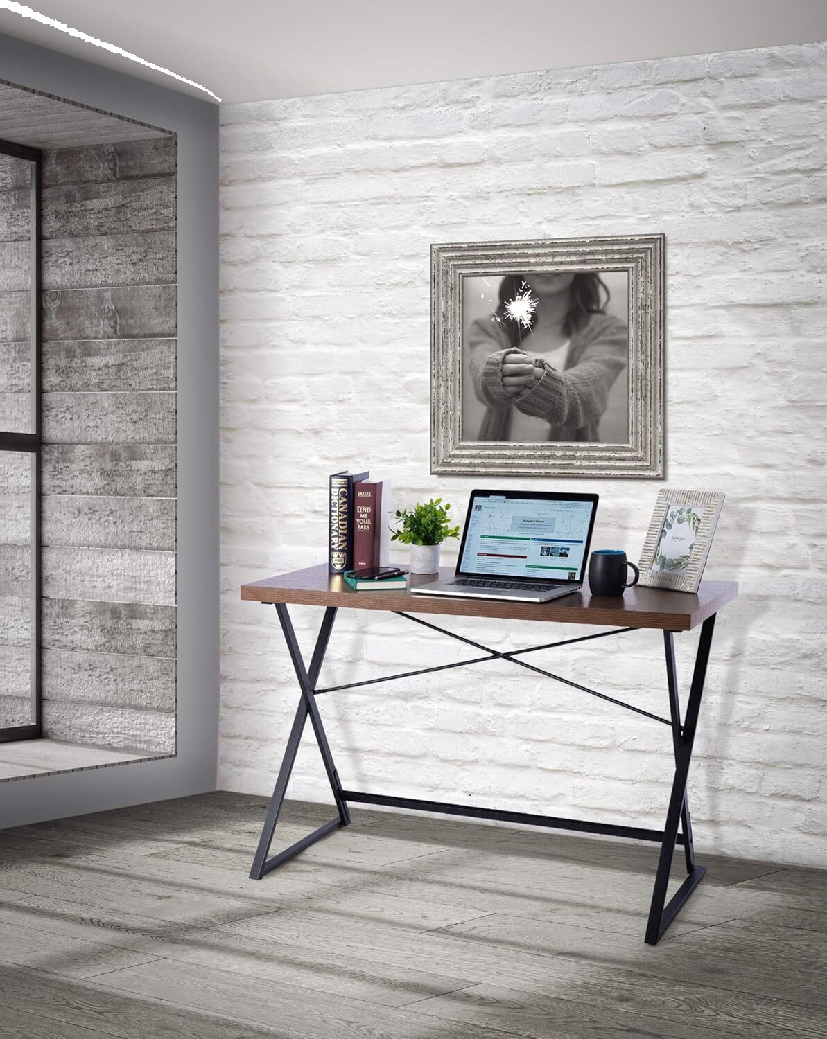 21 Stories 45" Walnut Black Working Desk CB Home