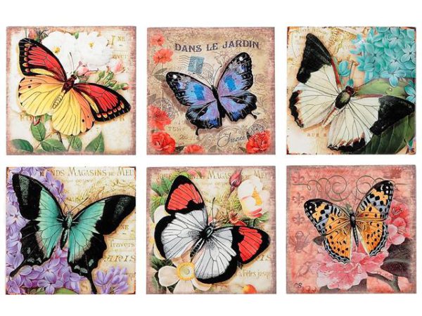 8" Ceramic Butterfly Trivet Square 8x8 - Brantford Surplus