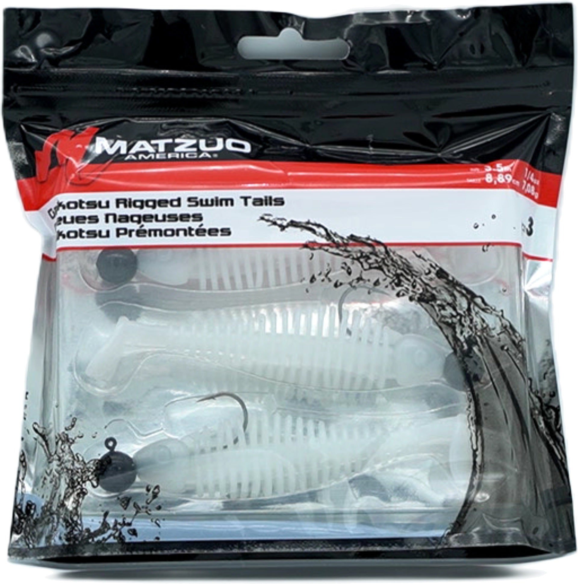 Matzuo Galkotsu Rigged Swim Tails 3.5" Pearl 3pk