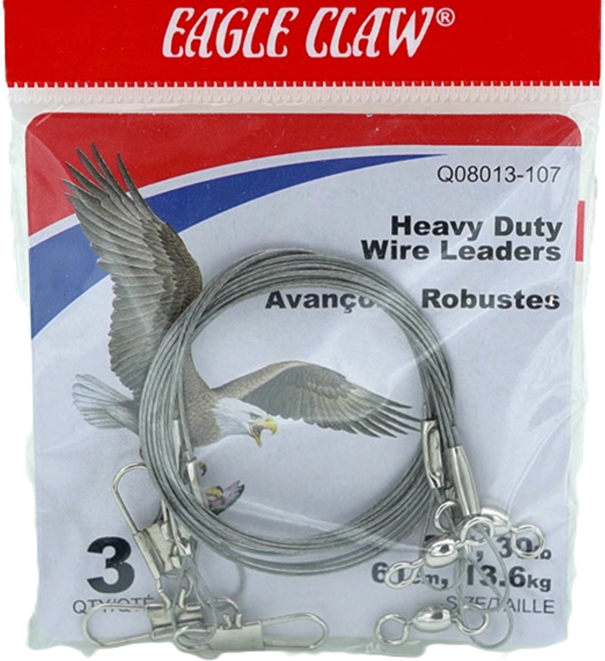 Eagle Claw Heavy Duty Wire Leaders 24" 30lb 3pk