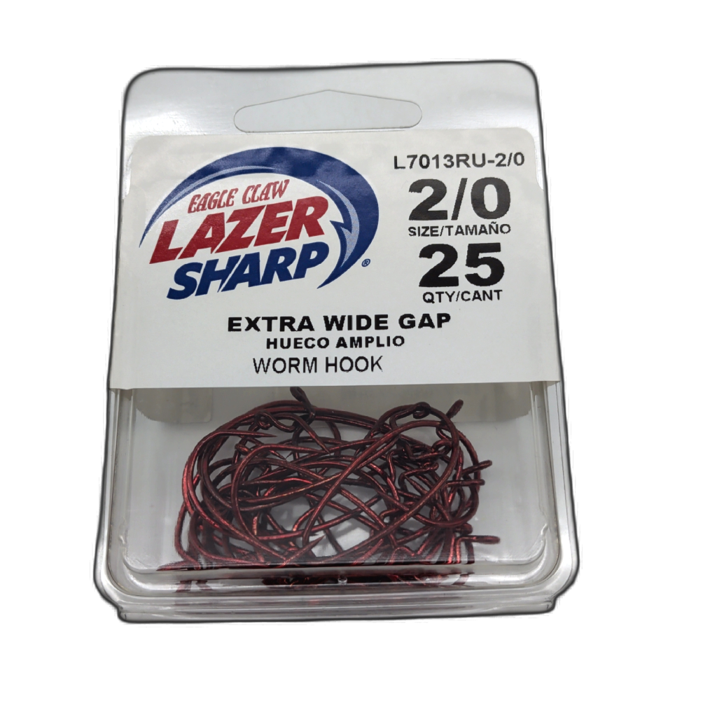 Eagle Claw Lazer Sharp Worm Hook 2/0 25-Pack
