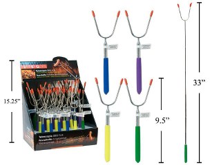 Bbq Telescopic Fork, 4 Colours. Assorted Extends From 9.5"