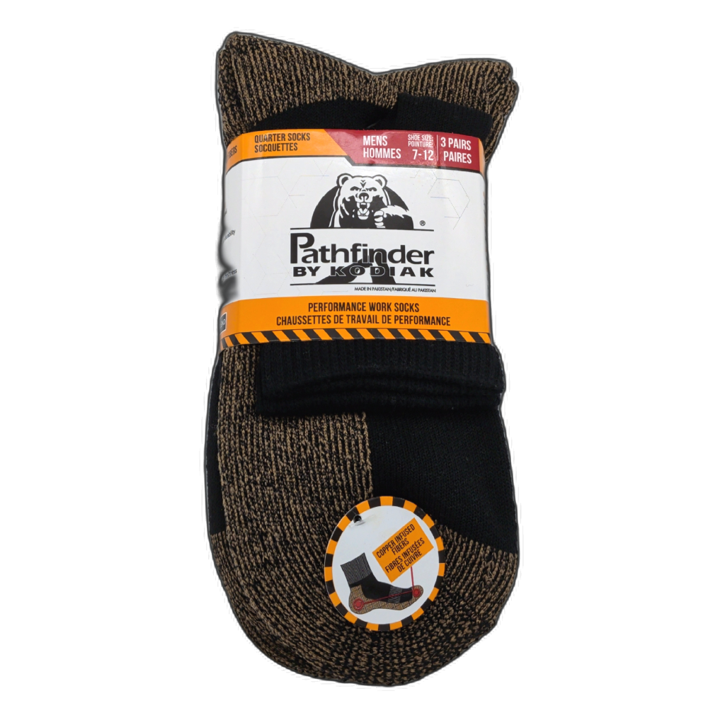 Kodiak Men's Performance Work Socks 3-Pack Black Brown