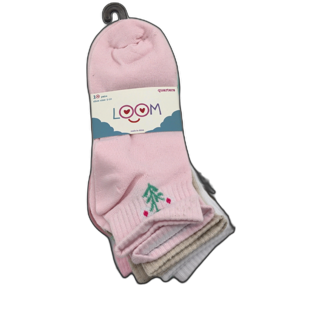 Loom Ladies Quarter Socks 10-Pack Assortment 8