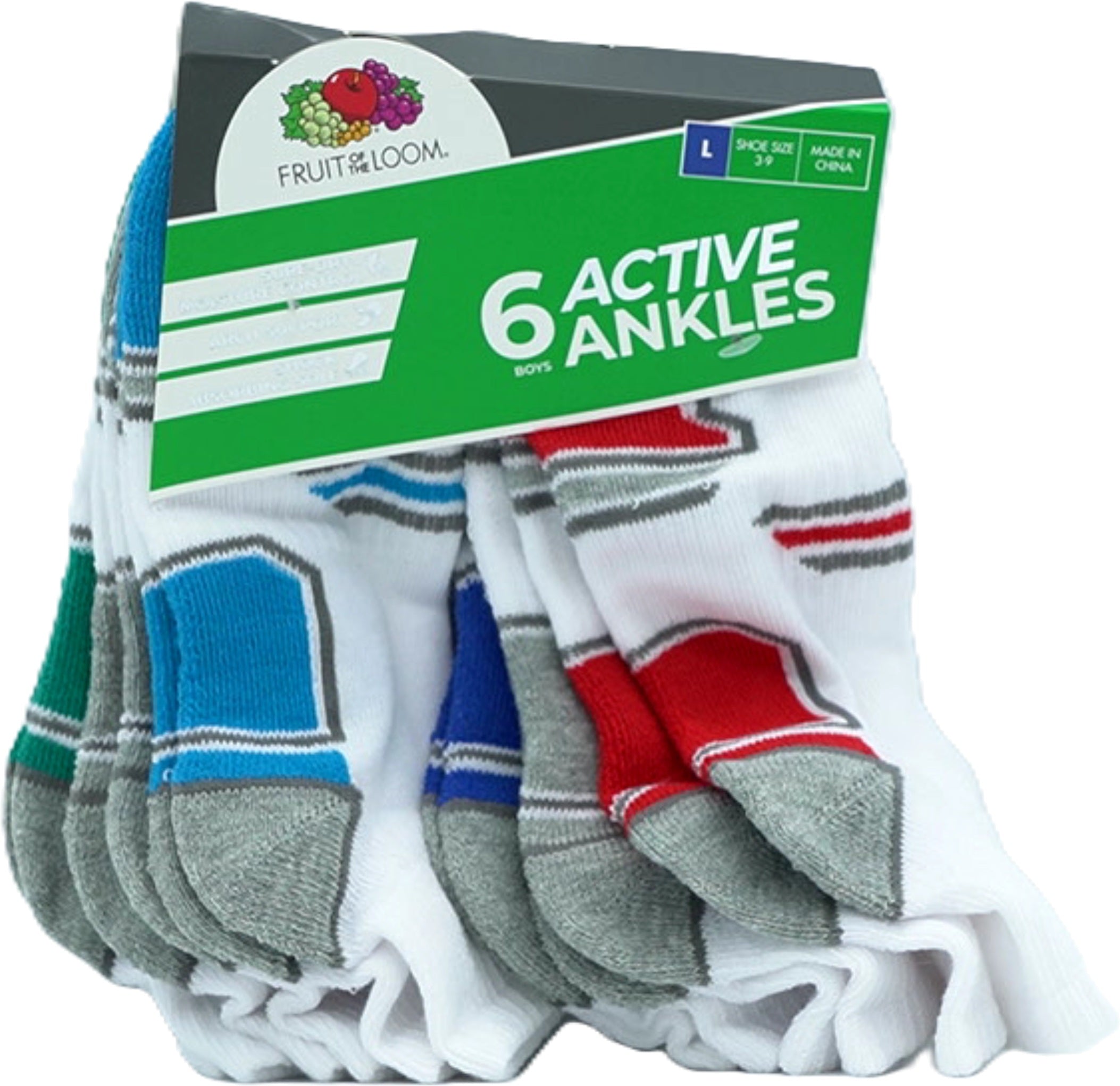 Fruit of the Loom Boys White Ankle Socks 6-Pack