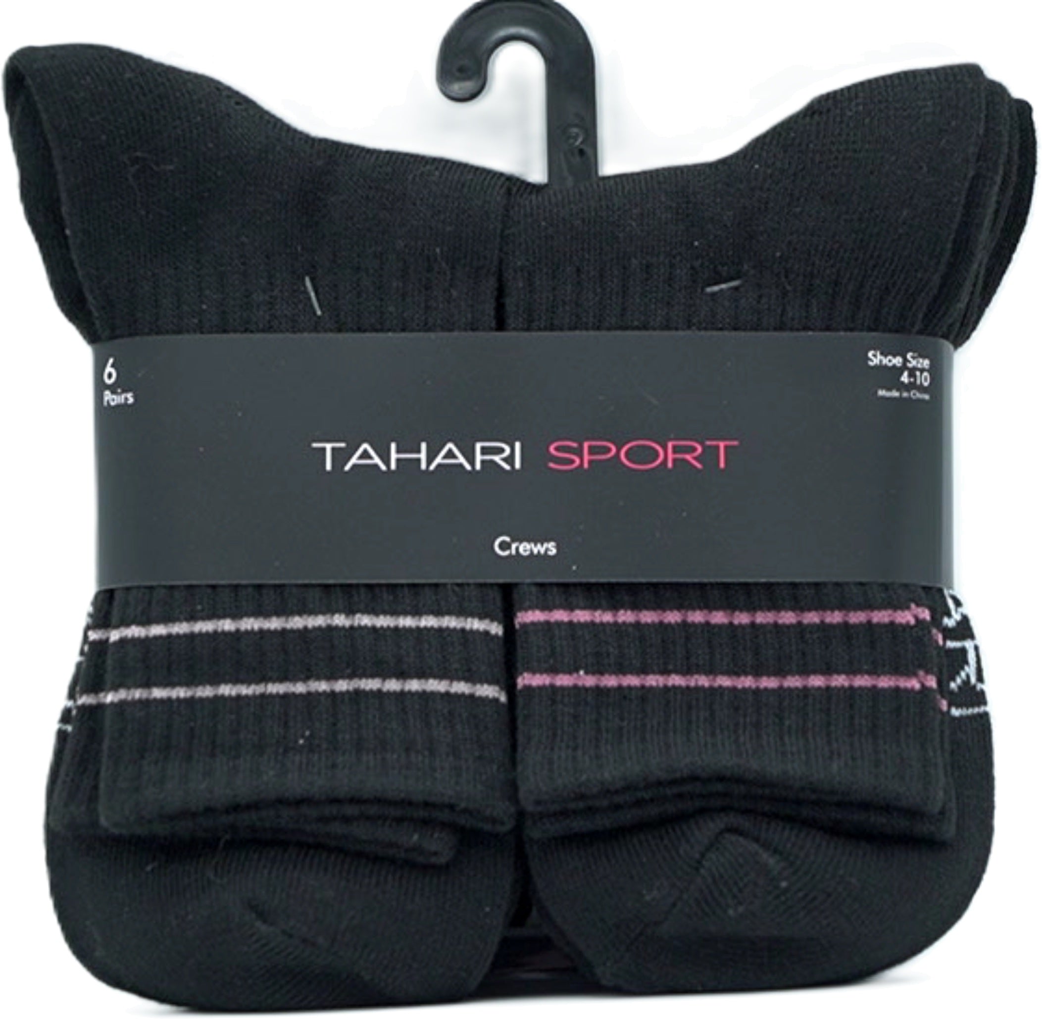 Tahari Sport Women's Black Crew Socks 6-Pack Size 4-10