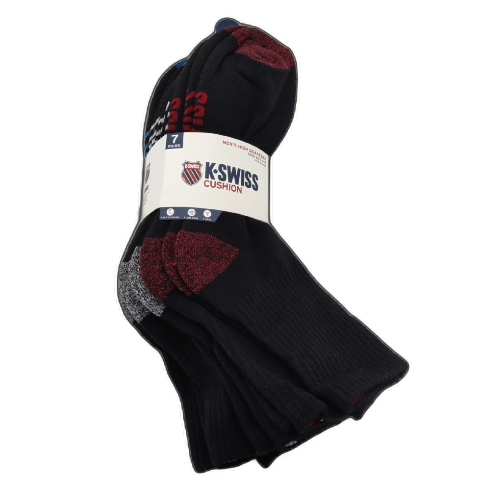 Men's high ankle cushion socks 7-pack black K-Swiss