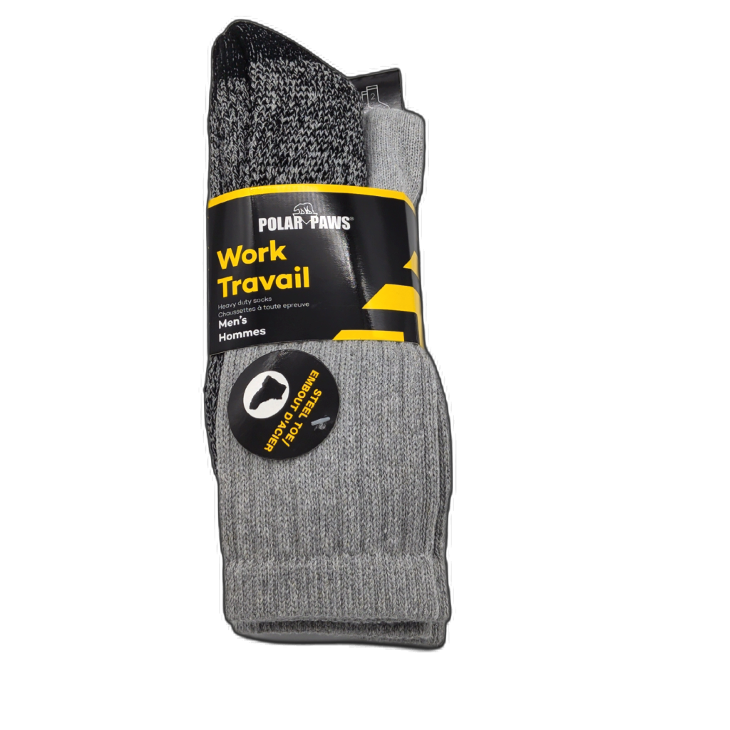 Polar Paws Men's Work Socks 2-Pack Ash Black