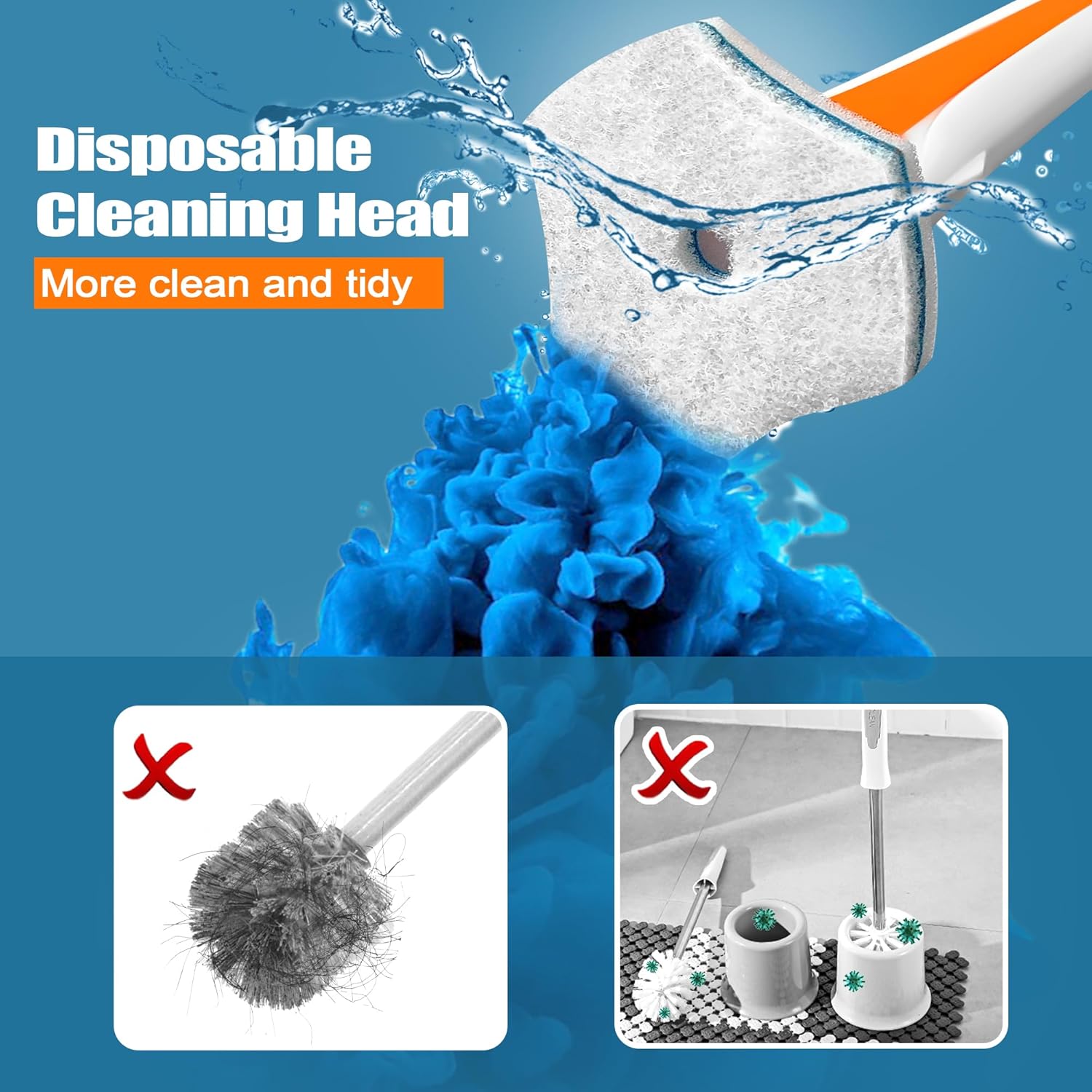 Jehonn Disposable Toilet Brush with 40 Refills & Caddy