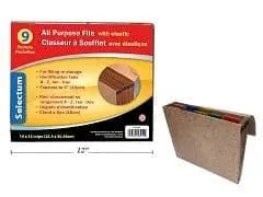 9 POCKET ALL PURPOSE EX. FILE 12X10" WITH ELASTIC - Brantford Surplus