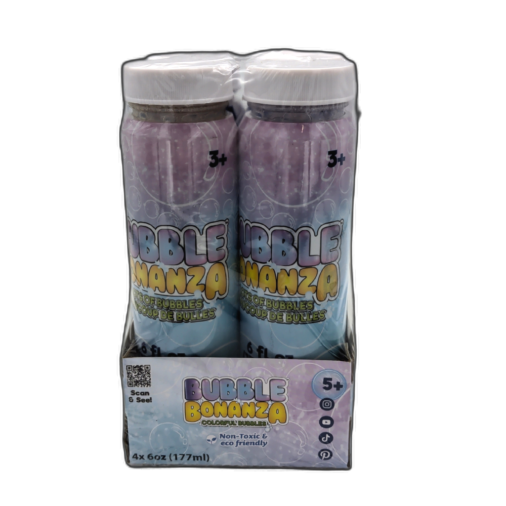 Bubble Bonanza 4-Pack 6oz Bubble Bottles assorted