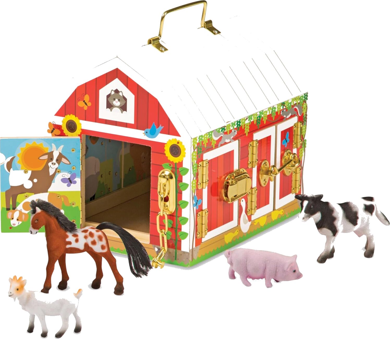 Melissa & Doug Wooden Barn Playset with Latches