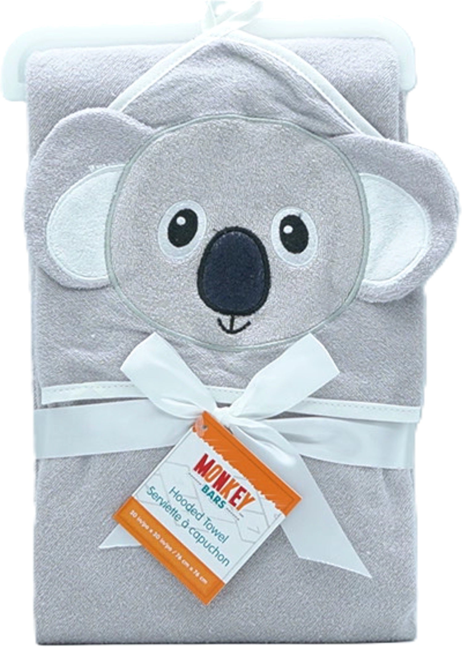 Grey Bear Hooded Towel 30x30 - Monkey Bars