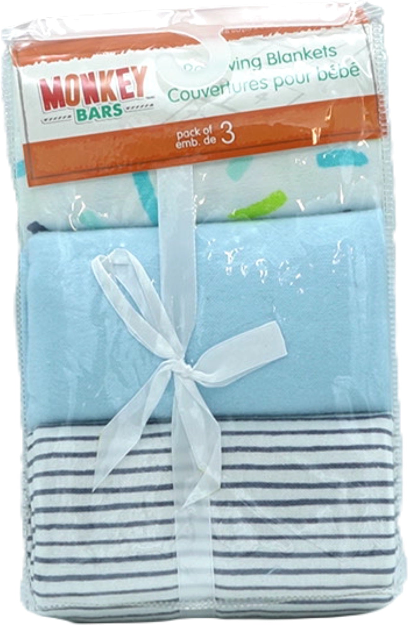 Blue Monkey Bars Baby Receiving Blankets 3-Pack 28"