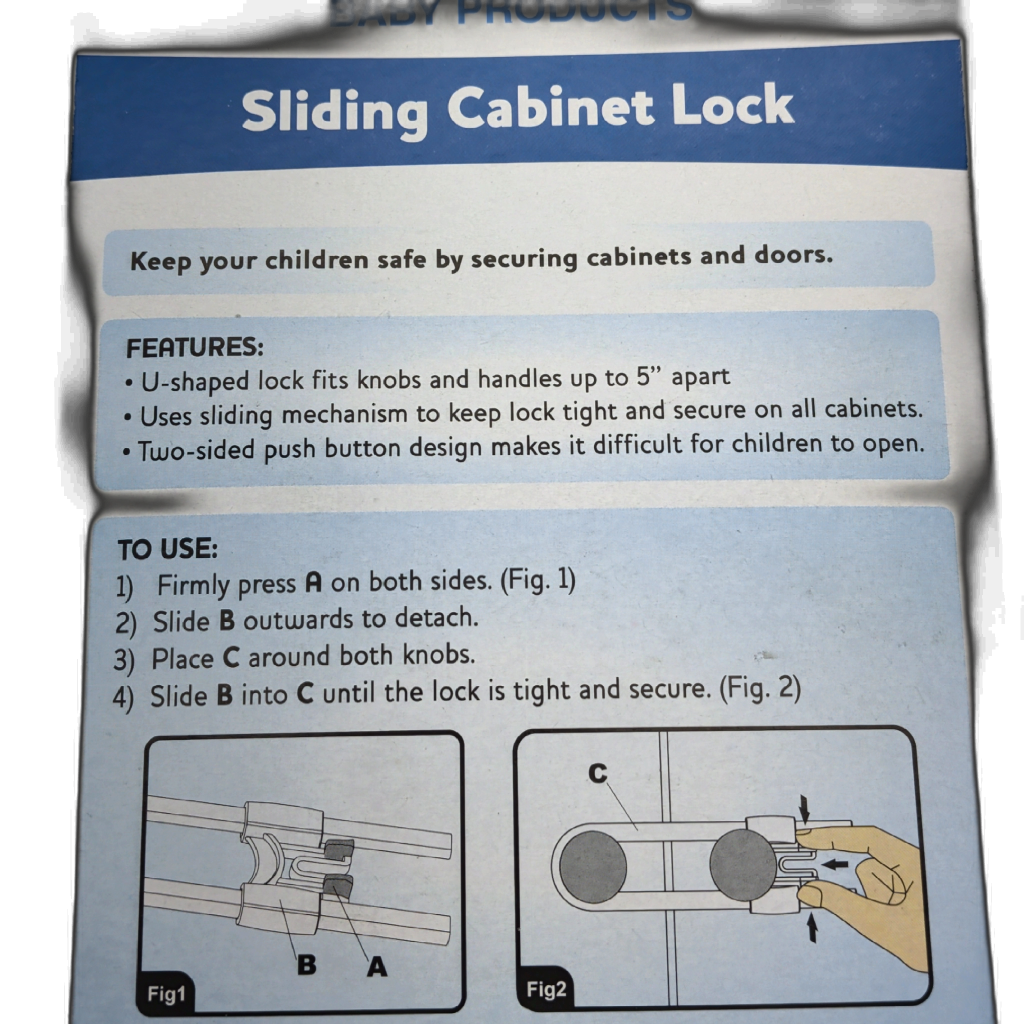 Sliding Cabinet Lock 4pk. Jool Baby Products ā side view