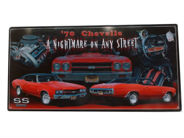 Metal Sign 19" X 9" '70 Chevelle "a Nightmare On Any Street"