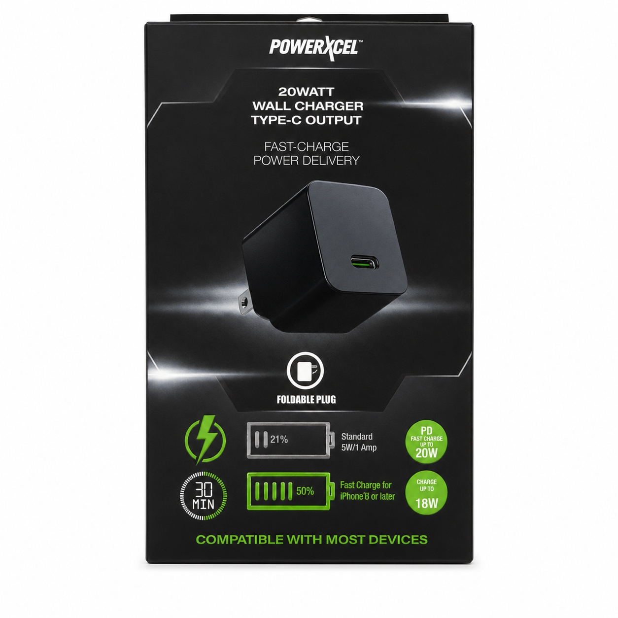 PowerXcel 20W USB-C Fast Wall Charger